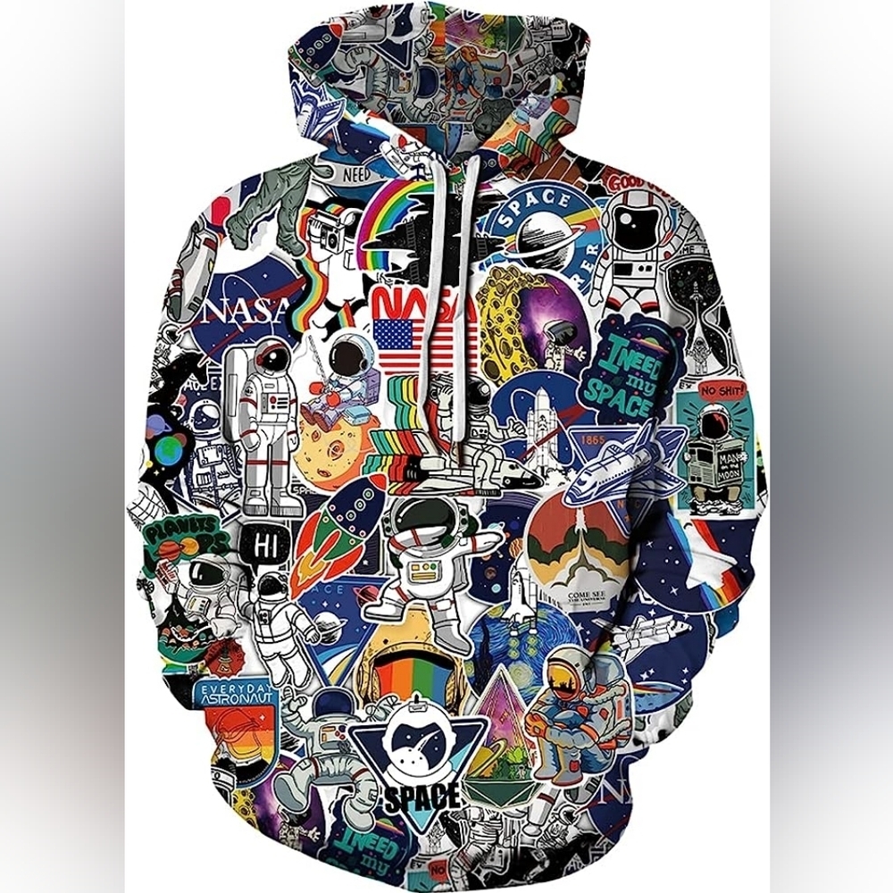 New Men's Graphic Drawstring Hoodie Sweater Multiple Sizes